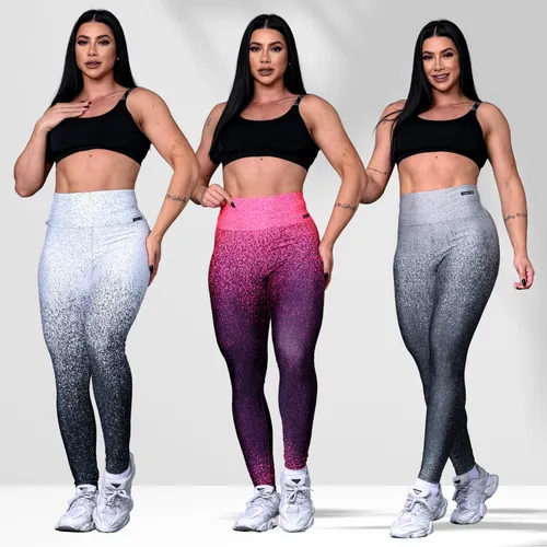 Kit 3x Calça Legging Academia Degradê Roupa Treina Premium