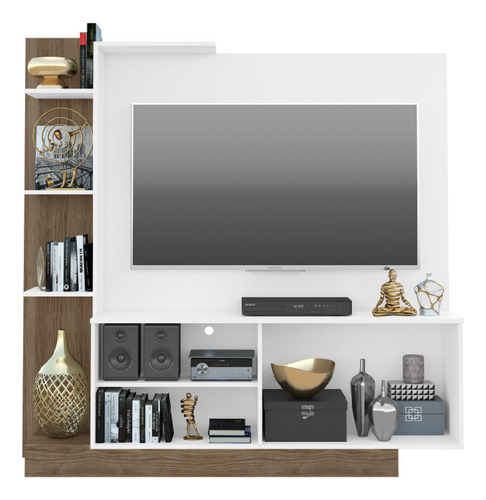Estante Rack Tv Verona Blanco Café - Be Design