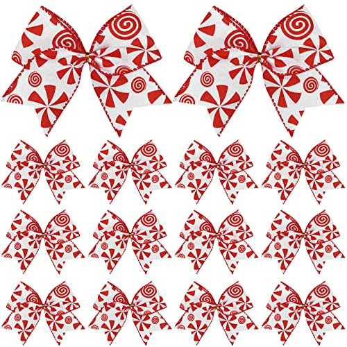 12 Pieces Christmas Bows Christmas Tree Bows Candy Cane...