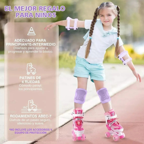 Patines Ajustables En 4 Ruedas Para Niño Y Niña Con Kit De P