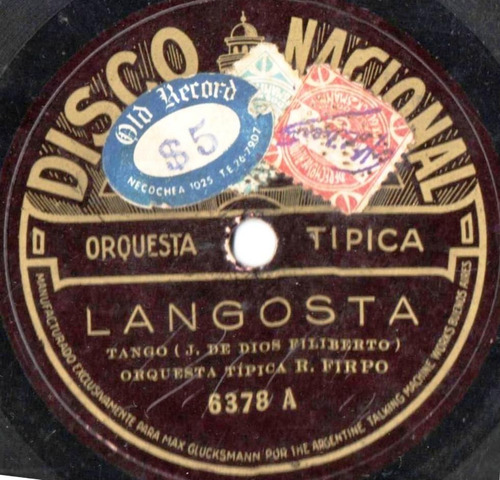 Disco De Tango Pasta 78 Rpm Orq. Típica Roberto Firpo 6378