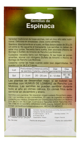 Pack De 3 Semillas Espinaca Vita 5.0 Gr