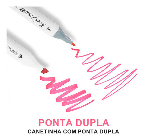 Kit Estojo Canetinhas Permanente Ponta Dupla 48 Cores