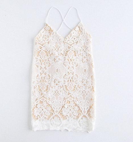 Vestido Talla M De Fiesta Con Encaje Blanco Nuevo Importado