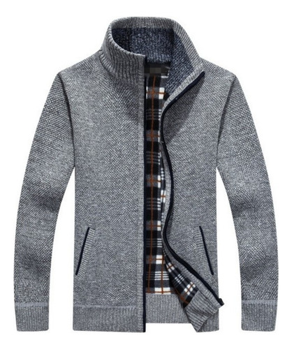 Chaqueta De Punto For Hombre Con Cuello Alto Y Cremallera