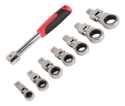 Chave Catraca Com Cabeça Flexível 180°, 8 Peças,