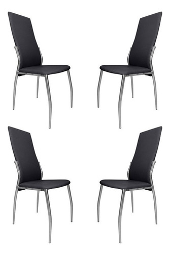 Sillas Comedor Tapizadas Mica X4 - Desillas Estructura de la silla Tapizado Negro