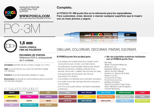 Imagen 1 de 2 de Marcador Uni Posca Punta Cónica Pc-3m