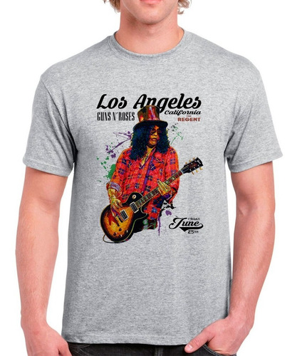 Guns And Roses Remera Unica Recital Los Angeles En Gris O Bl