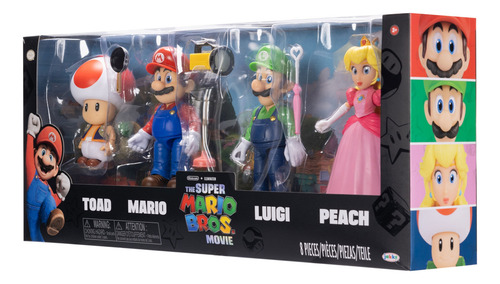 Set 4 Figuras Super Mario Bros The Movie Peach Luigi Toad 5¨