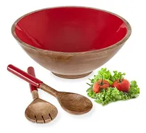 Comprar Juego De 12 Ensaladeras De Madera Grandes Con Cucharas De Pi