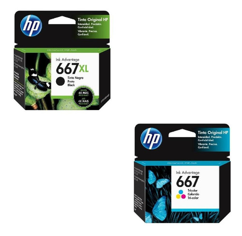 Kit De Cartuchos Hp 667xl Negro Y 667 Tricolor