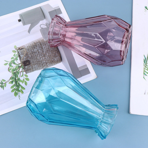 Set De 2 Jarrones Artísticos De Cristal Azul Y Morado Para F
