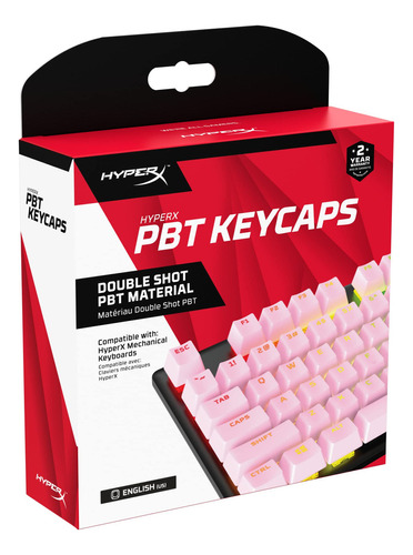 Teclado PBT Keycaps HyperX Inglés 104 teclas Color Rosa