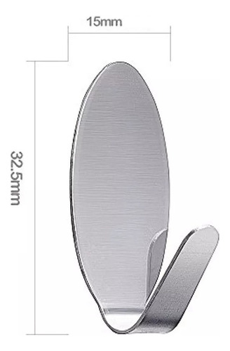 Kit 6x Gancho Autoadesivo Oval Aço Inox Cabide Casa Cozinha Cor Prateado