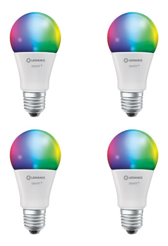 Lampara Foco Led Ledvance Rgbw Smart + Wifi Color 9w Packx4