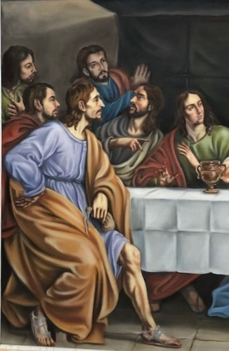 Obra Santa Ceia Acrílico S/ Tela Pintado A Mão 165x114cm