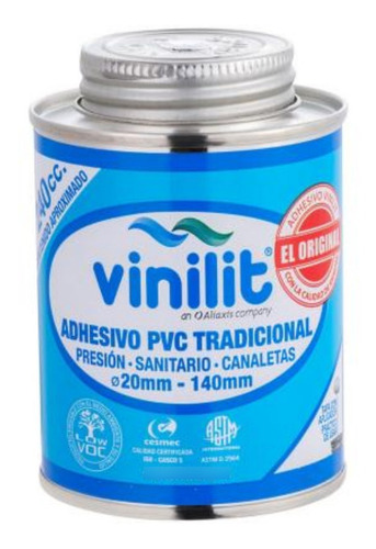 Pegamento Vinilit Para Pvc 240cc Tradicional Con Aplicador