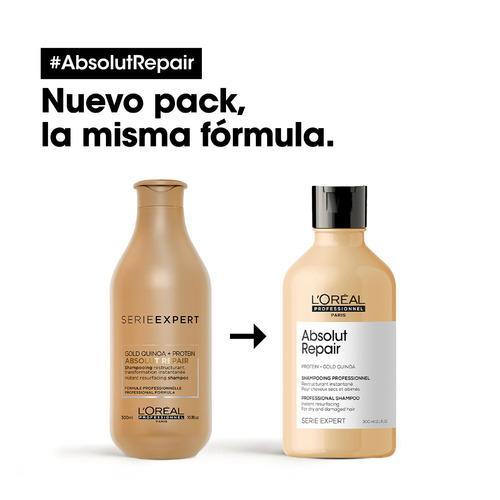 Imagen 3 de 5 de Shampoo L'oréal Professionnel Serie Expert Absolut Repair En Botella De 300ml Por 1 Unidad