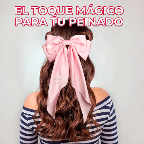 Moño Gigante Brillante 40cm Acabado Fino Clip Para Cabello Color Rosa Ele-Gate