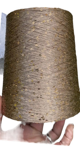 Hilo Con Lentejuelas Sherazade Cono Por 1kg Beige Lentejuela Dorada