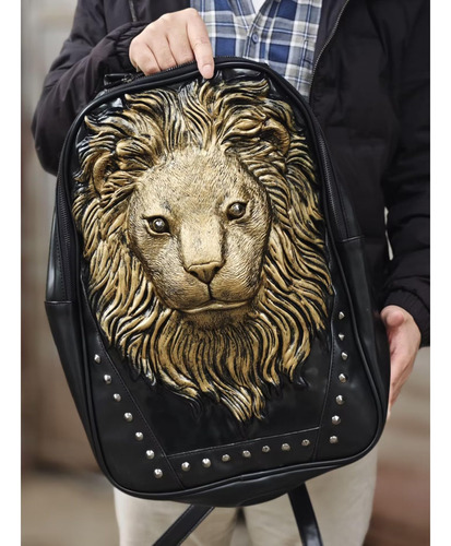 Mochila Berchirly Con Cabeza De León 3d Para Hombre, Mochila