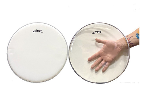 Pack Parche Lazer 14 Coated Arenado Y Clear Redoblante Color Blanco