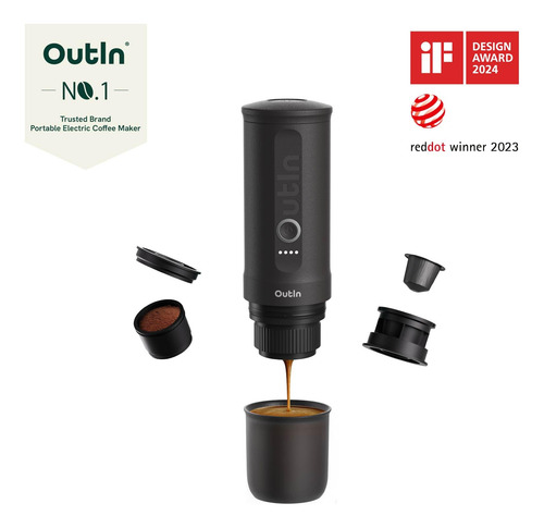 Máquina De Café Outin Portátil Espresso Eléctrica Nano Gris Espacial