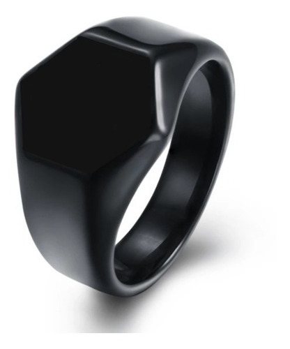 Anillo Para Mujer Y Hombre Anillo Hexagonal Negro Clásico