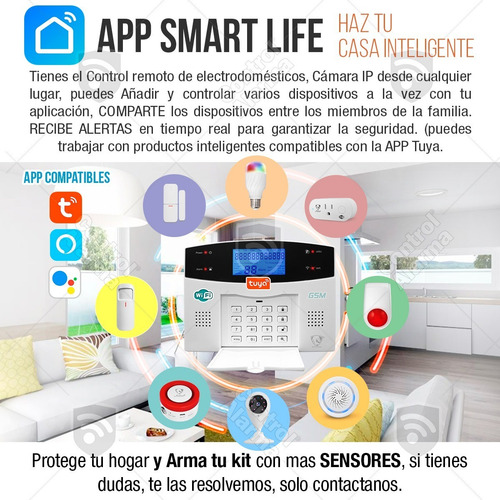 Imagen 4 de 10 de Wifi Kit 9 Alarma Gsm Alerta Inalambrica Seguridad Plus Casa