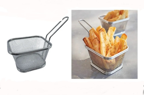 5 Mini Canastilla Freir Papas Colador Acero Inoxidable
