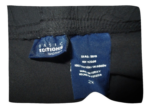 Capri Bermuda Negro Mujer Talla 2x (38/40 ) Basic Edition