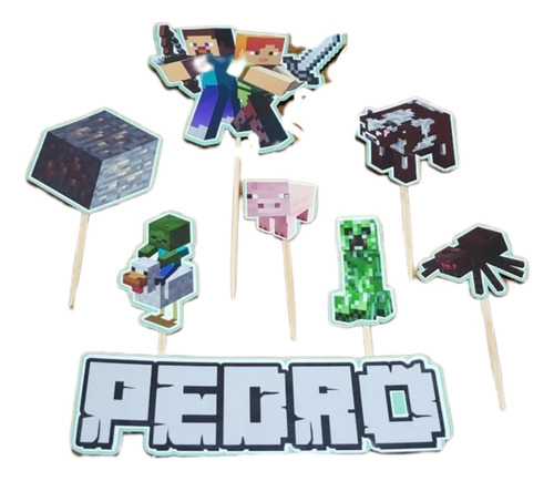 Cake Topper Personalizado Minecraft