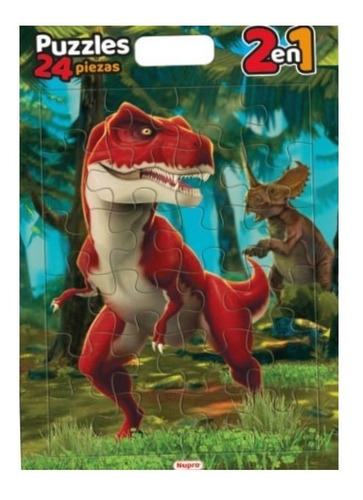 Puzzle Valijita 2 En 1 Dinosaurios 24 Piezas Gigante Nupro