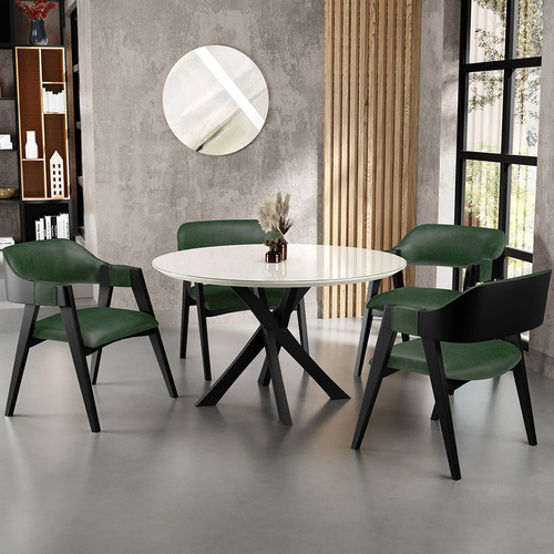 Kit 4 Cadeiras Sala de Jantar Estar Living Estofada Suran L02 Preto Couríssimo Verde Musgo