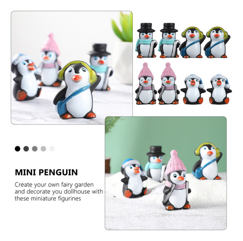 Figuras Decorativas De Pingüinos Nuobesty, 8 Piezas, Micro L