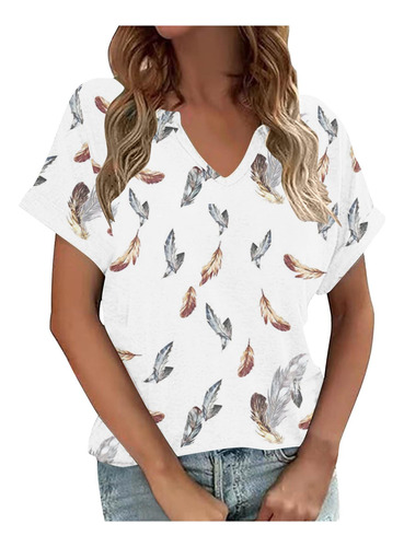 Top Holgado Casual Casual De Manga Corta Con Cuello A Cuadro