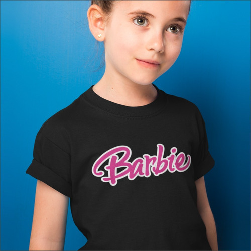 Remera Negra Para Niñas Estampada De Barbie