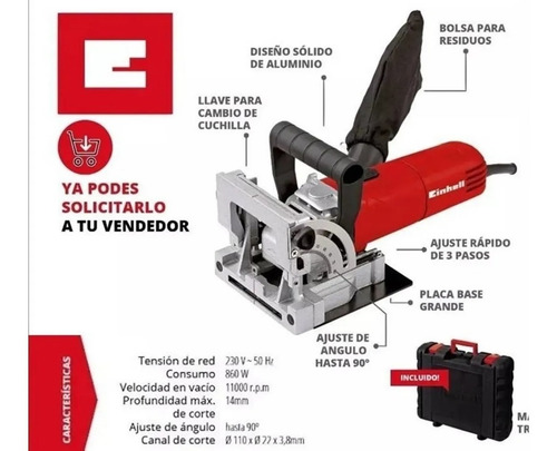 Imagen 5 de 10 de Engalletadora Einhell 860w 11000rpm Tc-bj900 Ensambladora
