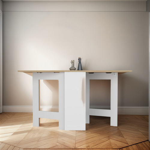 Mesa Abatible Compact - Blanco / Macadamia