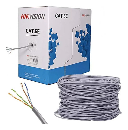 305 Mts Cable Utp Cat 5e Gris Ul Hikvision 100% Cobre