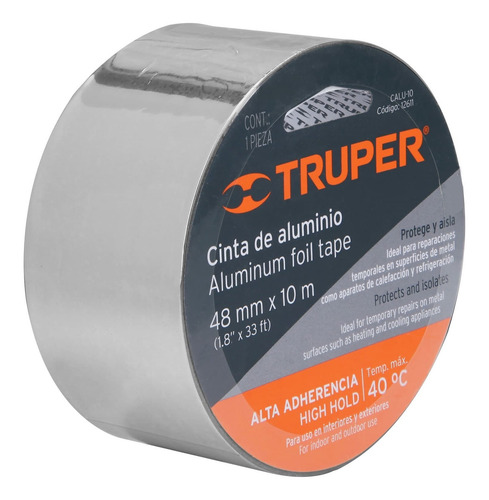 Cinta De Aluminio 48mm X 10m Uso P/reparaciones Truper 12611