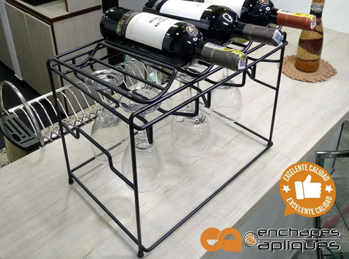 Imagen 5 de 6 de Copero Botellero Colgador Soporte Copas Negro