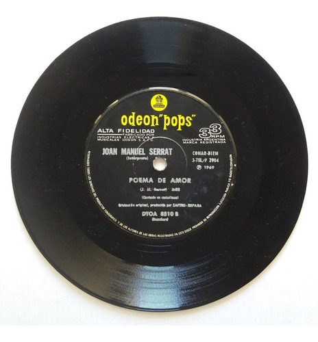 Joan Manuel Serrat - Tu Nombre Me Sabe A Hierba Disco Simple (Usado)