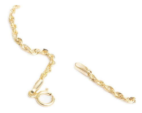 Pulsera Torsal 2mm Unisex 18cm Oro Italiano Hueco 10k Largo 18 Cm