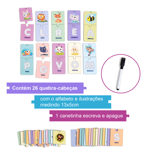 Brinquedo Educativo Alfabeto Ilustrado Escreva E Apague