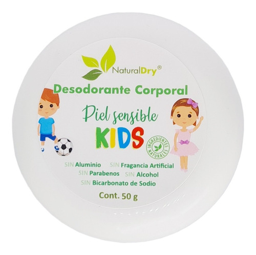 Desodorante Naturaldry Kids Piel Sensible 50g Natural 