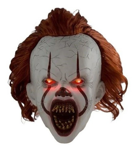 Máscara Palhaço Pennywise Com Led Filme It A Coisa 2 Cor Vermelho-branco Desenho Dentes Afiados