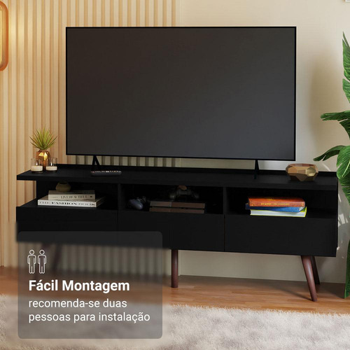 Rack Para Tv Até 65 Polegadas Com Pés Retro Londres Madesa P Cor Preto
