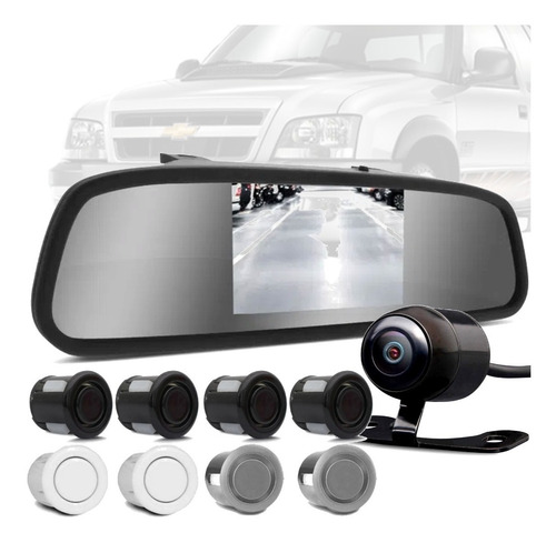 Imagem 1 de 5 de Kit Retrovisor + Camera + Sensor 8 Pontos S10 2013